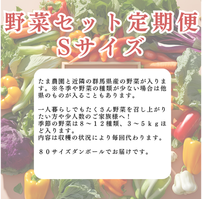 定期便　火~水曜日発送【たま野菜セット　Sサイズ】送料無料(クール便)